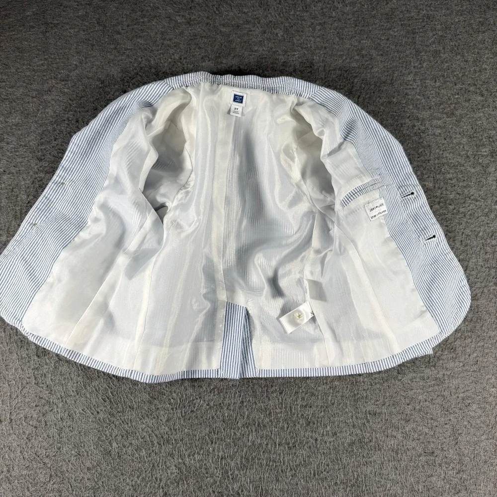 Janie and Jack Seersucker Blazer Jacket Lined Blue Stripe Size 2T Nautical